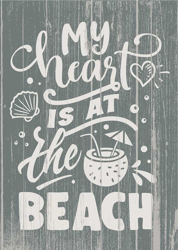 Beach Text Design My Heart is at the Beach