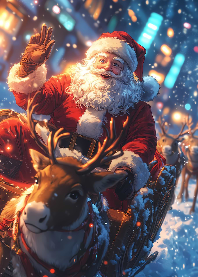 Santa Claus in Sleigh Christmas