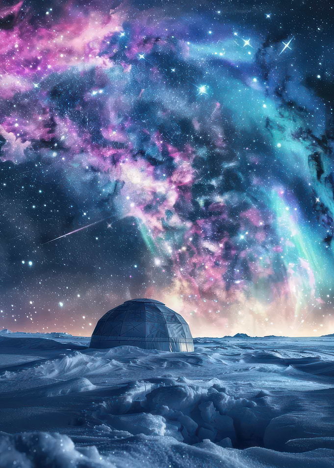 Snowy Dome Under Stars