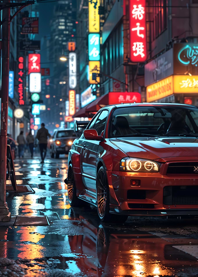 BMW M3 E30 Car in Neon City japan