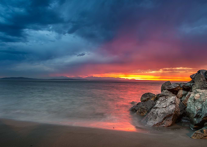 Sunset Seascape with Rocks