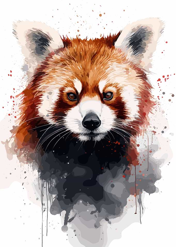 Red Panda Watercolor Portrait