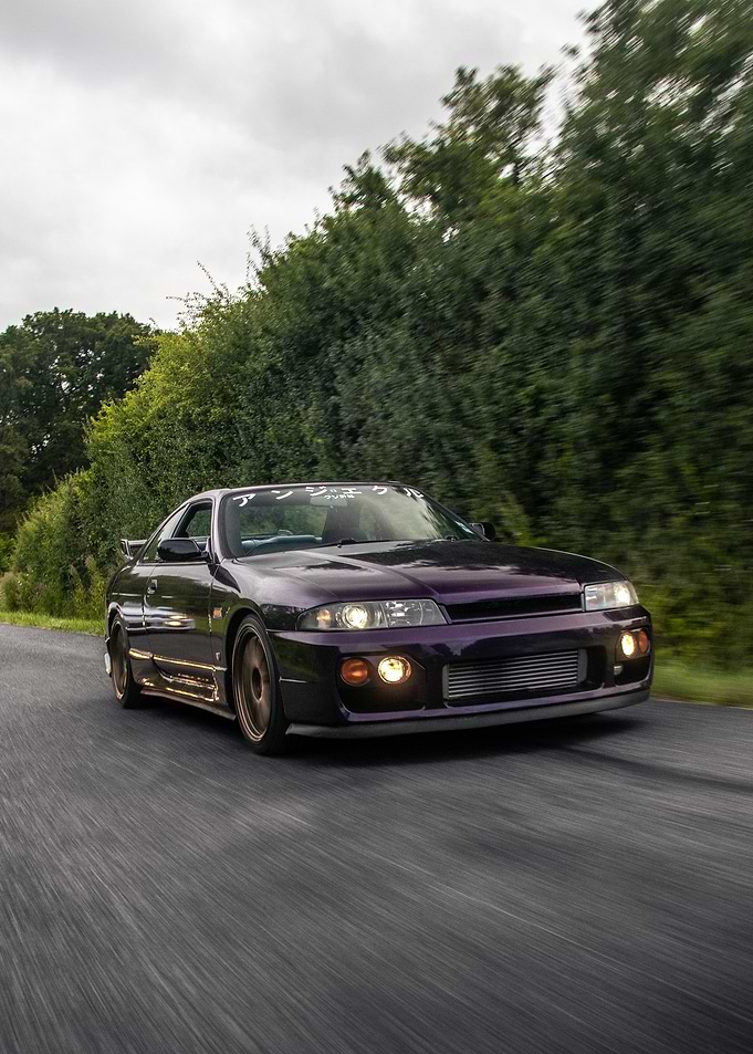 Purple Nissan Skyline R33