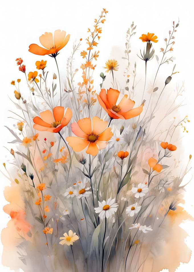 A Soft Orange Wildflower Symphony