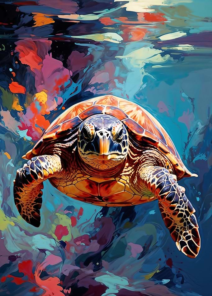 Colorful Sea Turtle Painting - Vivid Instincts