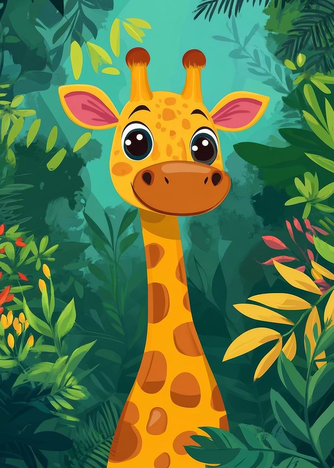 Cute Giraffe in Jungle