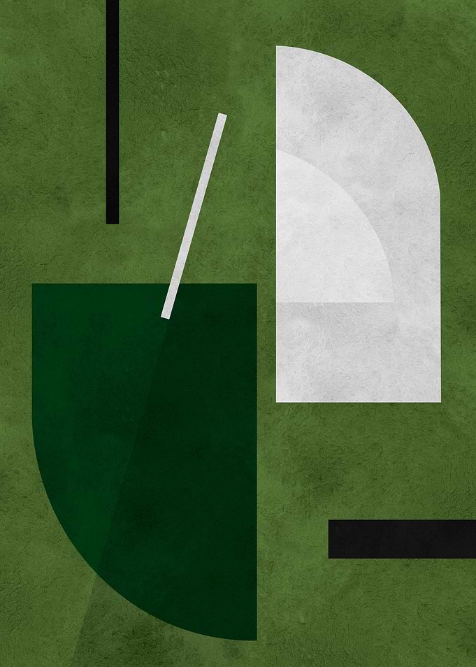 Abstract Green and White Shapes