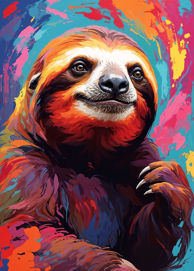 Colorful Three-toed Sloth Portrait