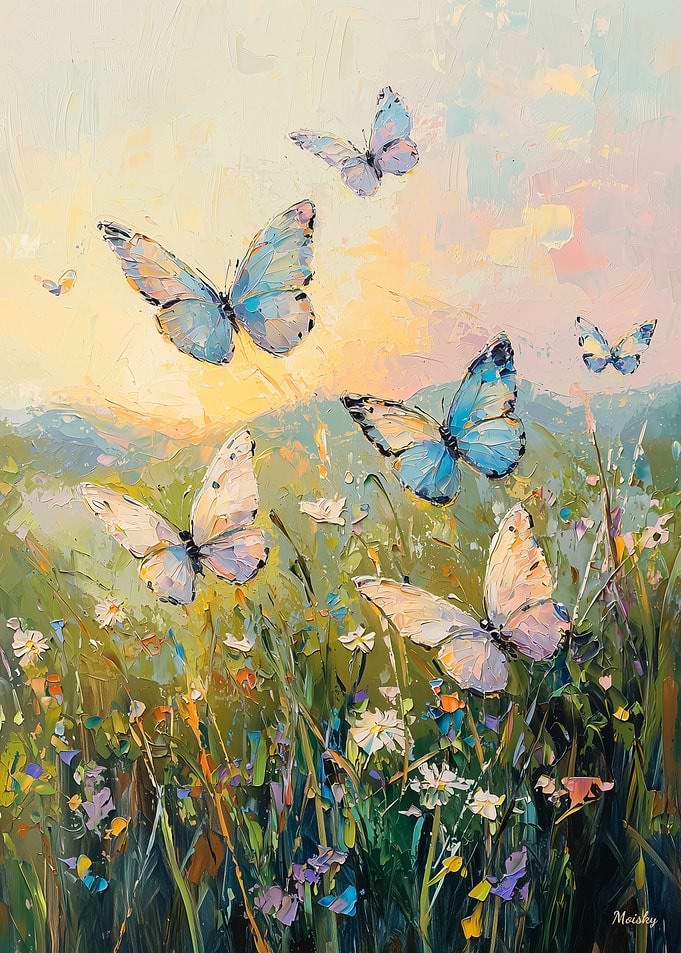 Morning Whispers: Butterfly Meadow at Sunrise