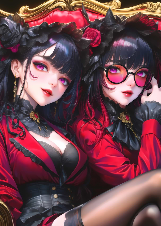 Anime Girls in Red and Black