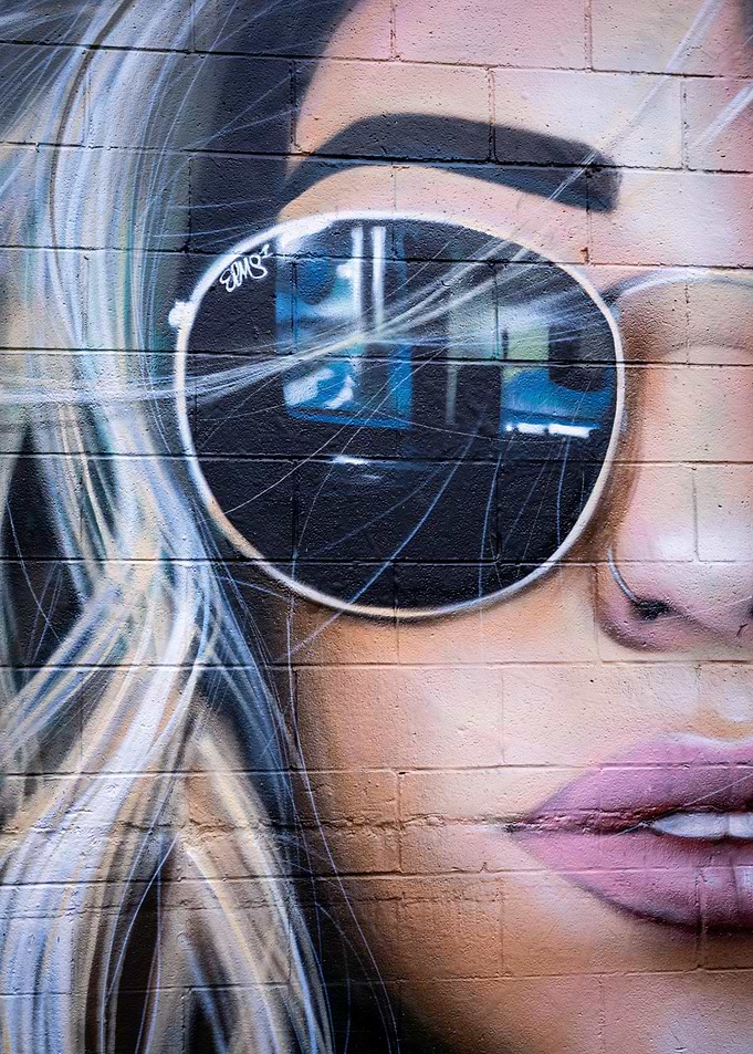 Graffiti Woman Portrait with Sunglasses