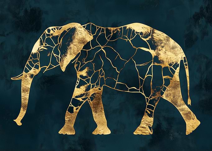 Gold Elephant Silhouette