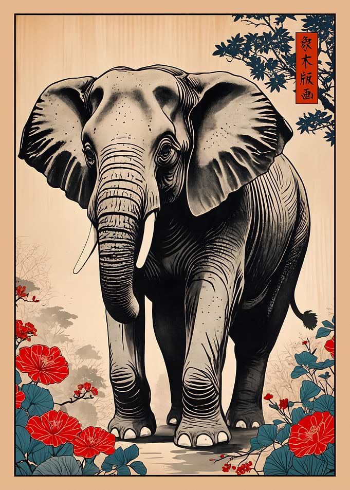 Elephant Japanese Art