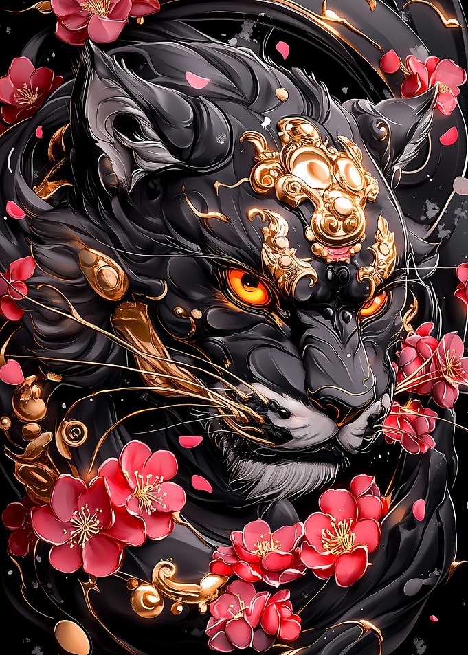 Black Panther with Gold Accents