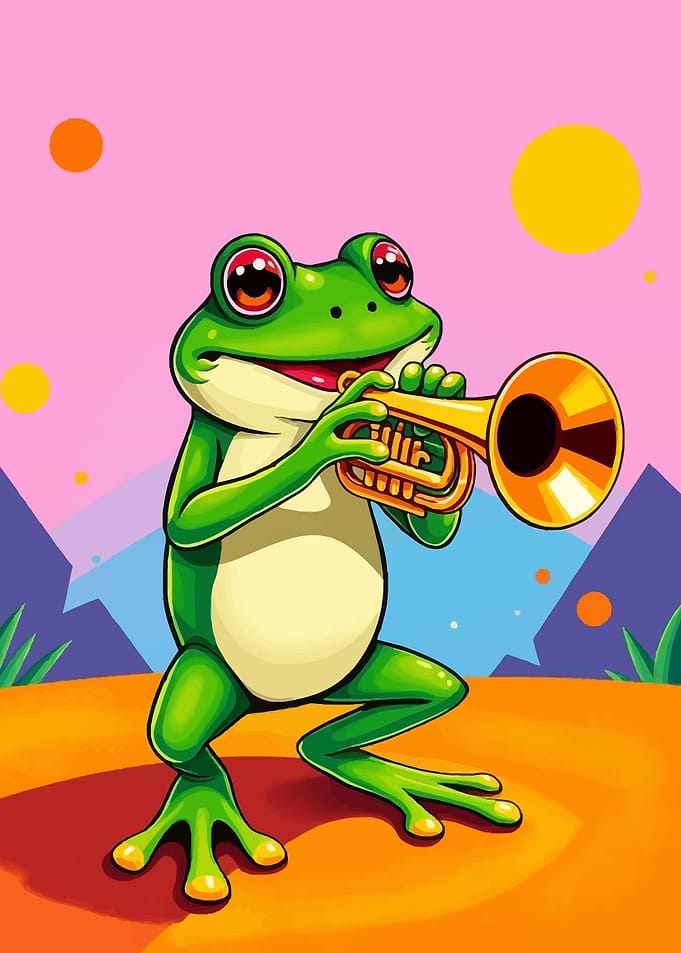 Frog Playing Trumpet