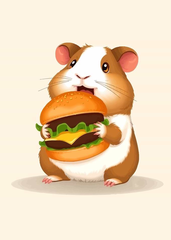 Cute Hamster Eating Burger
