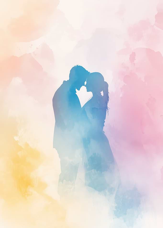 Watercolor Couple Silhouette