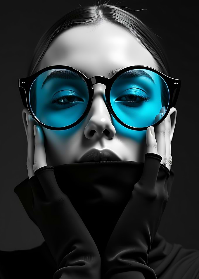 Woman in Blue Sunglasses