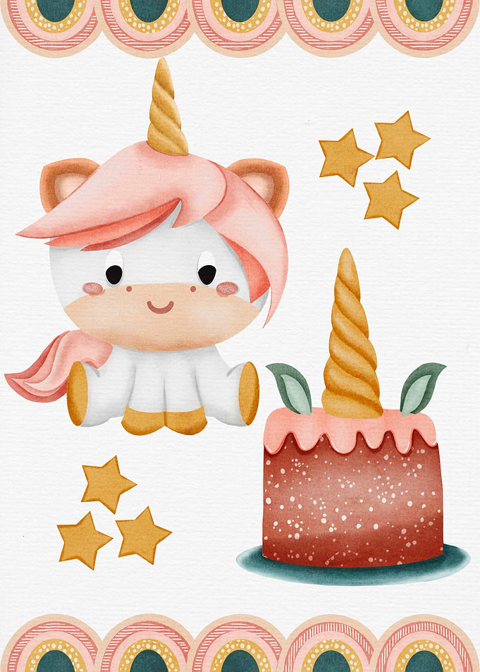 Cute Unicorn with Cake