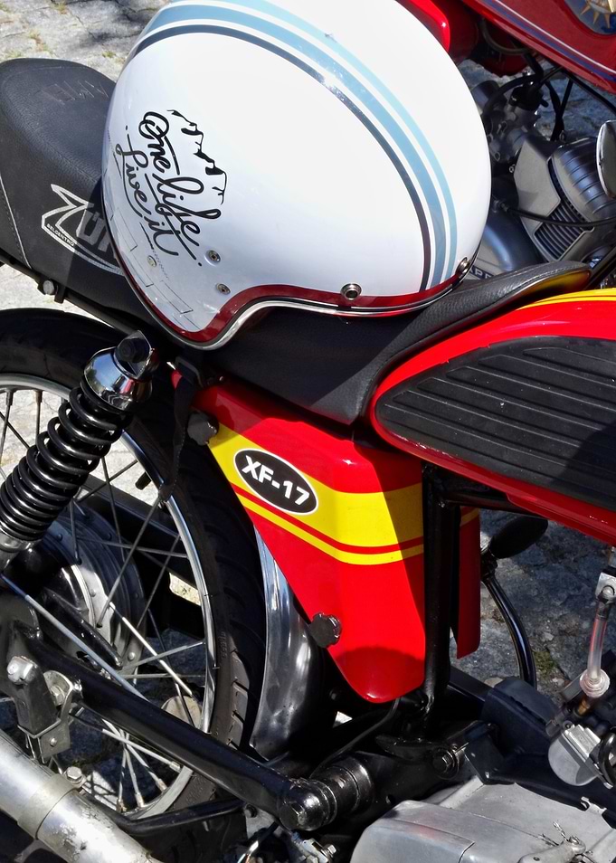 Vintage Zuendapp XF-17 Motorcycle with Helmet