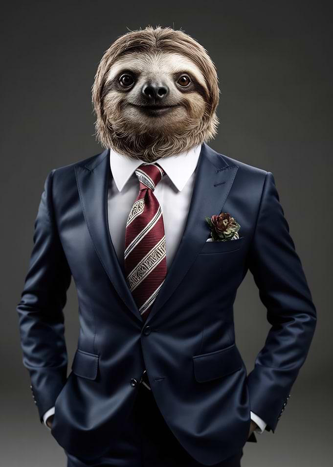 Business man sloth in suit - gift idea for man