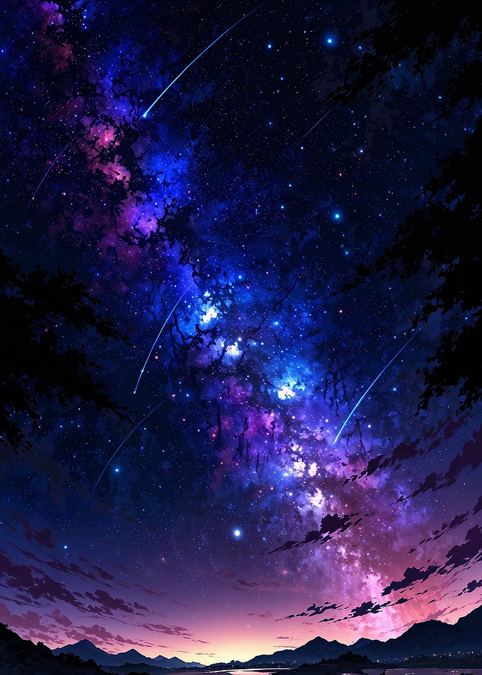 Night Sky with Shooting Stars