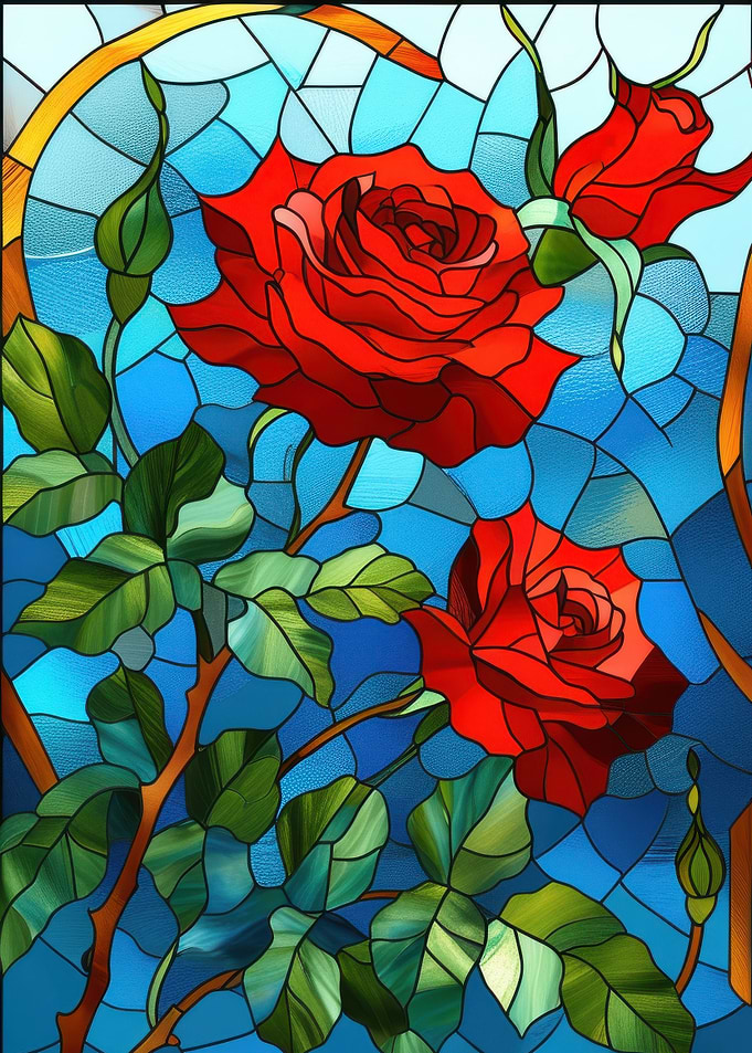 Stained Glass Roses