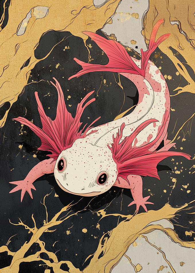 Pink Axolotl Illustration