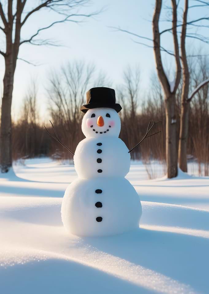 Smiling Snowman in Winter