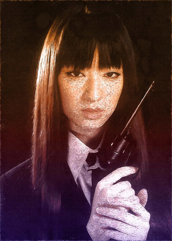Woman in Suit with Gun