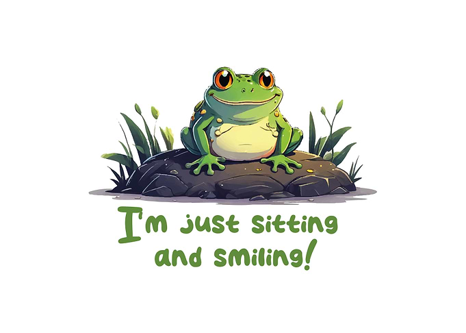 Smiling Frog sitting on a Rock Illustration