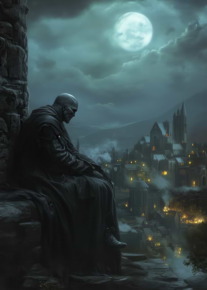 Lonely Figure Under Moonlight