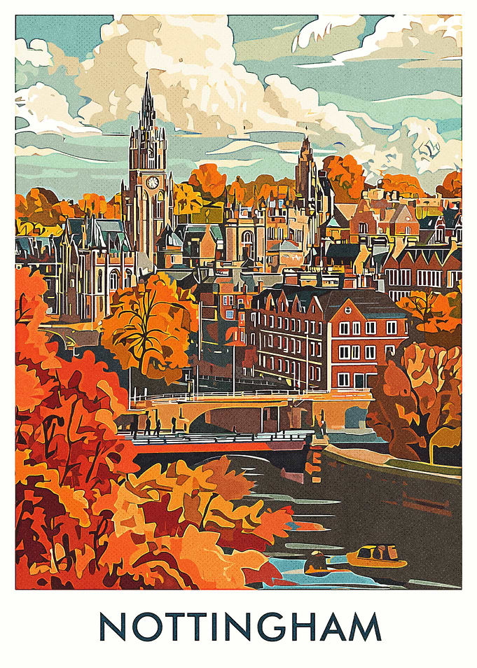 Nottingham Cityscape Poster