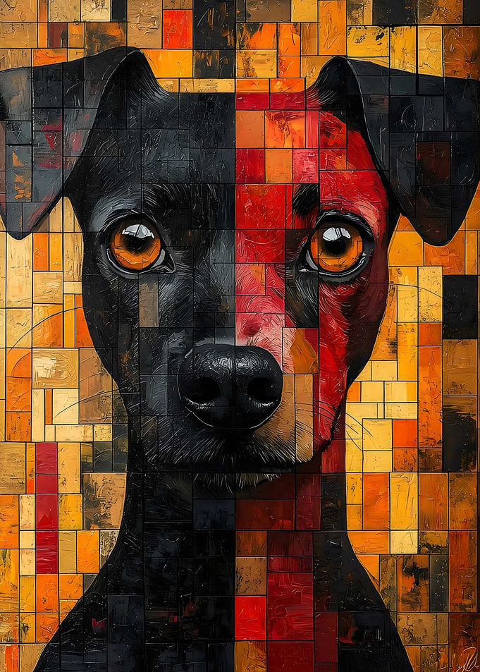 Abstract Mosaic Dog Art