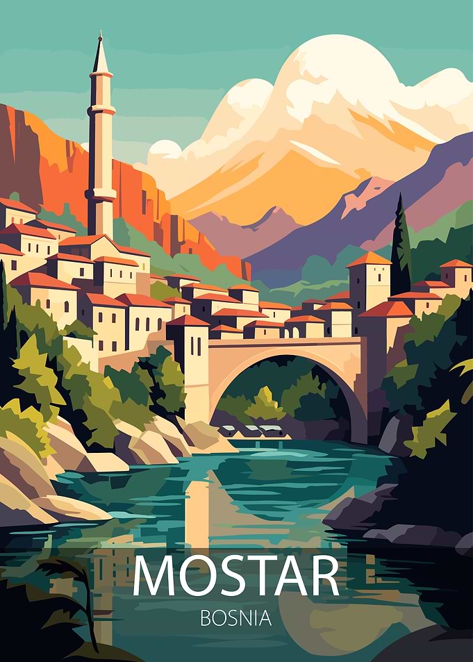 Mostar, Bosnia Travel Poster