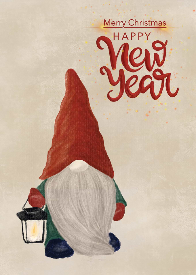 Gnome with Lantern, Happy New Year