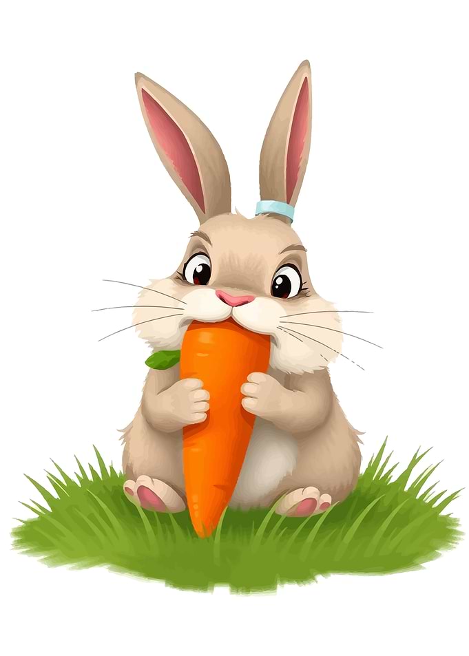 Cute Bunny Eating Carrot