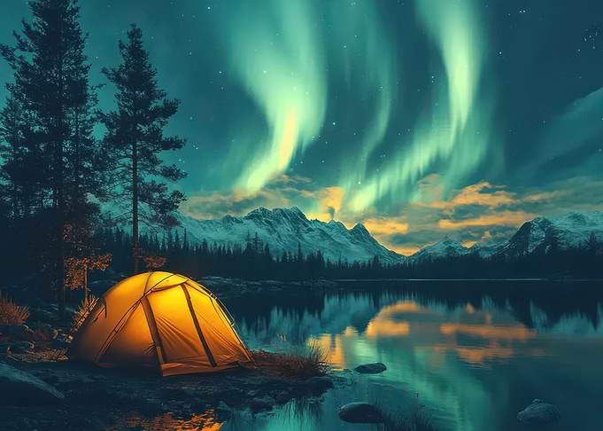 Camping Under Aurora Borealis
