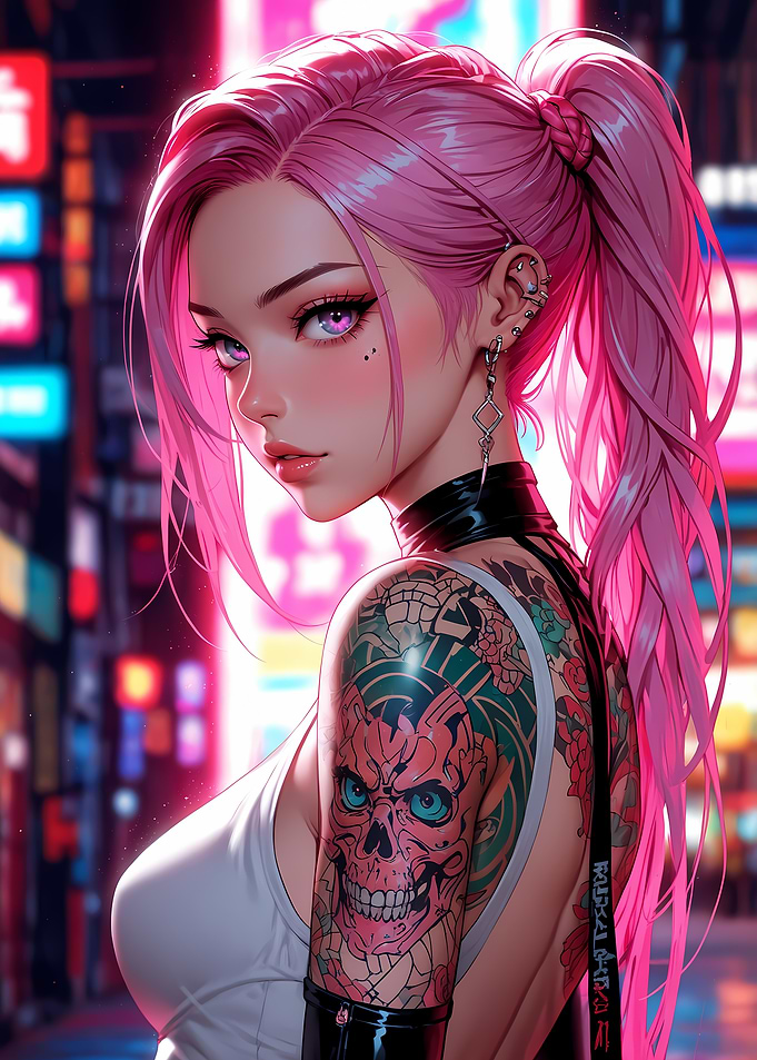 Pink Haired Anime Girl Posing