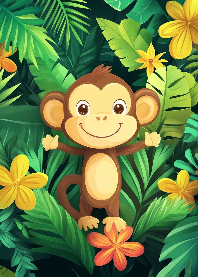 Smiling Monkey in Jungle
