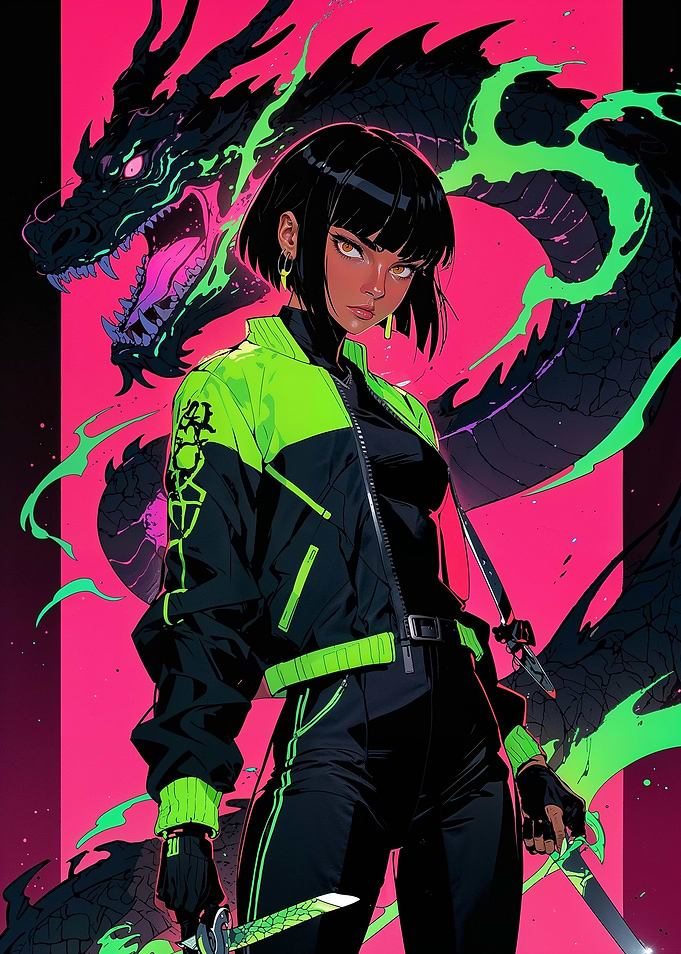 Cyberpunk Dragon Girl
