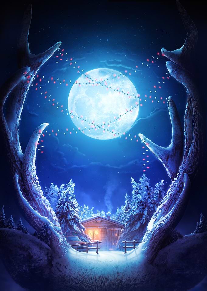 Winter Wonderland Between Deer Antlers