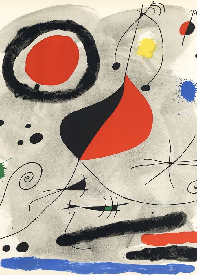 Abstract Art with Red and Black by joan miro