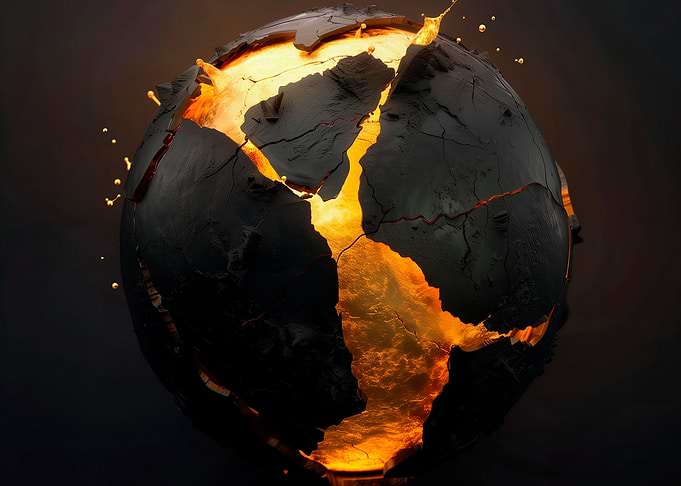 Cracked Sphere with Glowing Core
