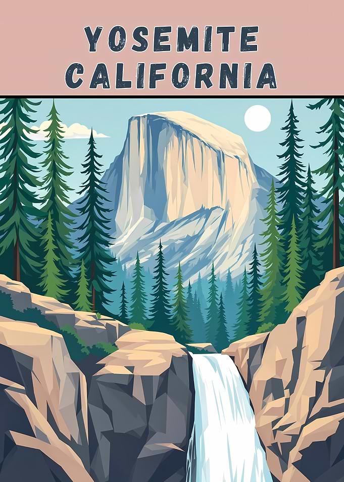Yosemite National Park Vintage travel poster