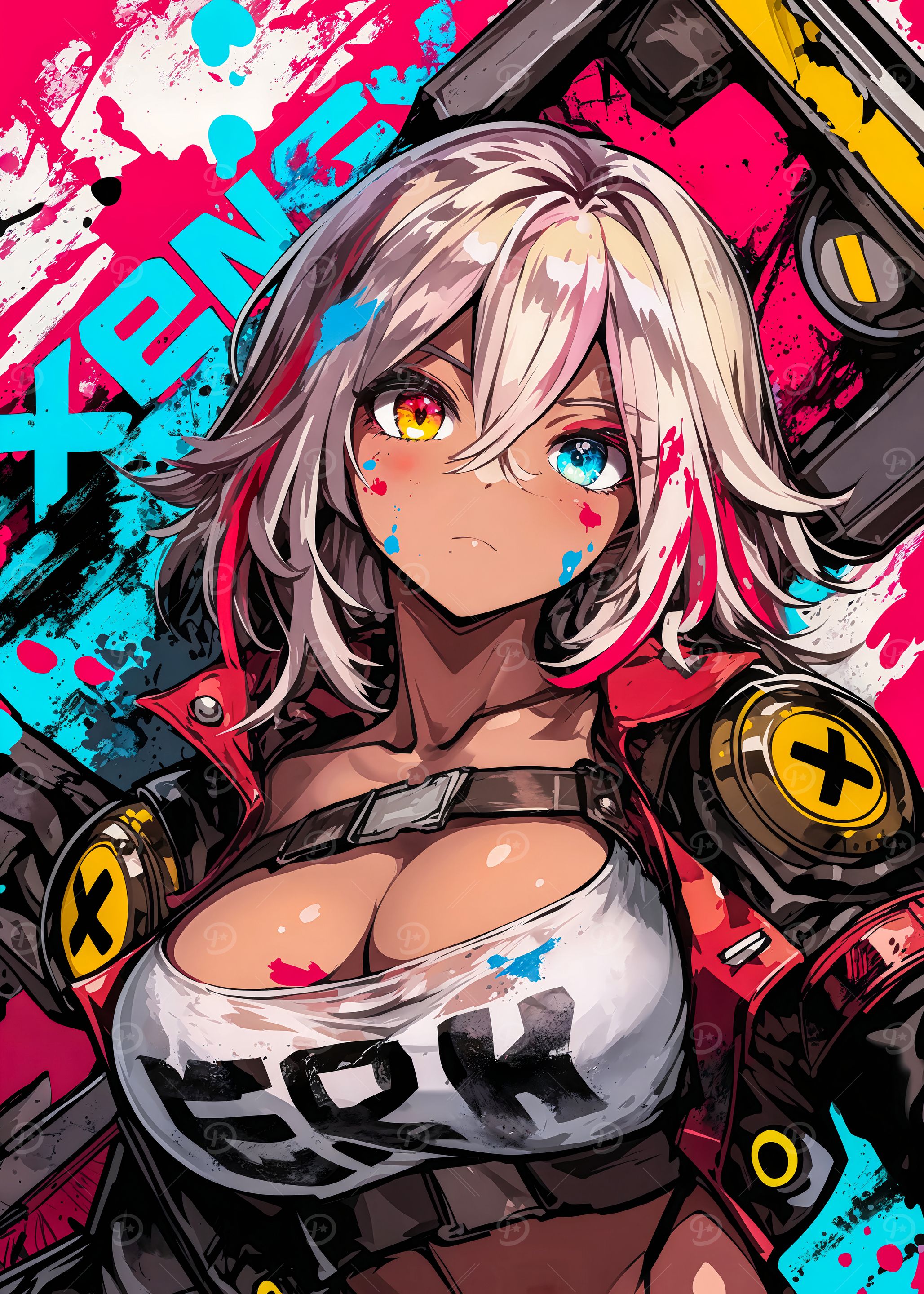 Anime Girl with Splashes of Color