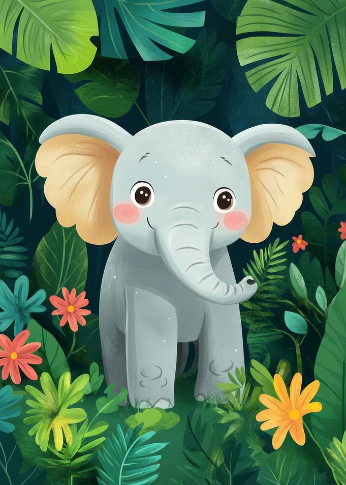Cute Elephant in Jungle