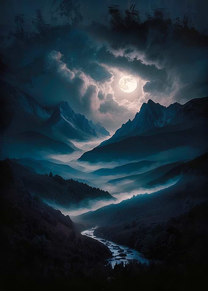 Moonlit Mountain Valley