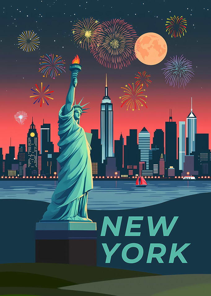 New York City Skyline Travel Poster