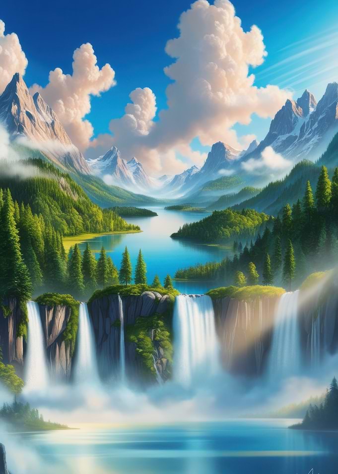 Mountain Waterfall Landscape